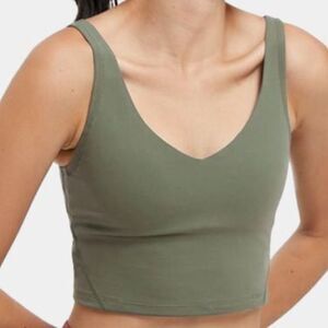 Halara Olive Padded V Neck Cropped Yoga Tank Top Size XL